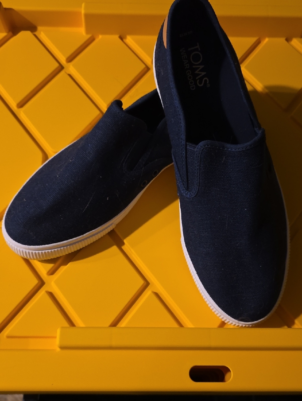 Toms Navy Canvas Slip-On Sneakers with White Sole